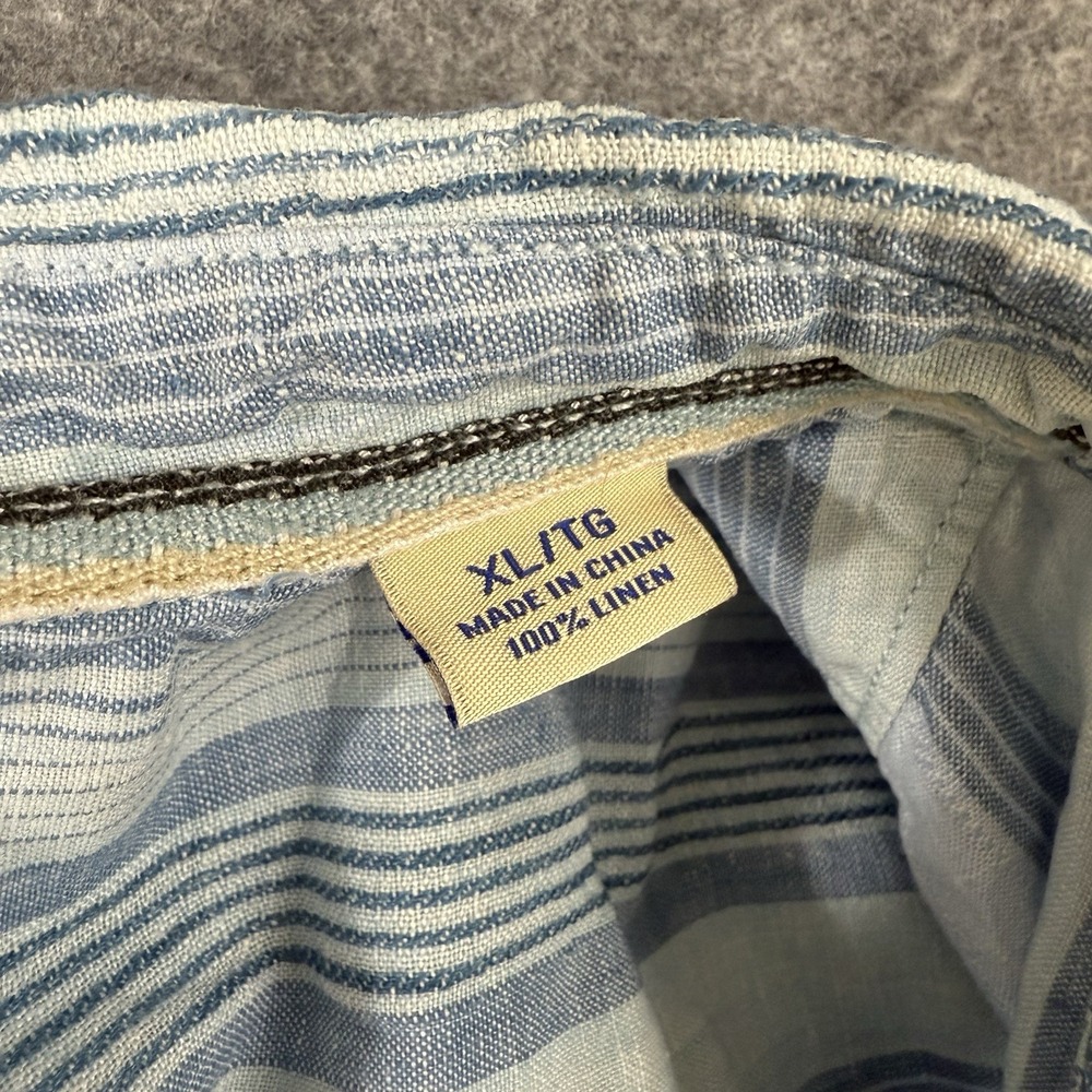 Tommy Bahama Linen Short Sleeve Shirt Men's XL Blue Striped - Picture 7 of 7